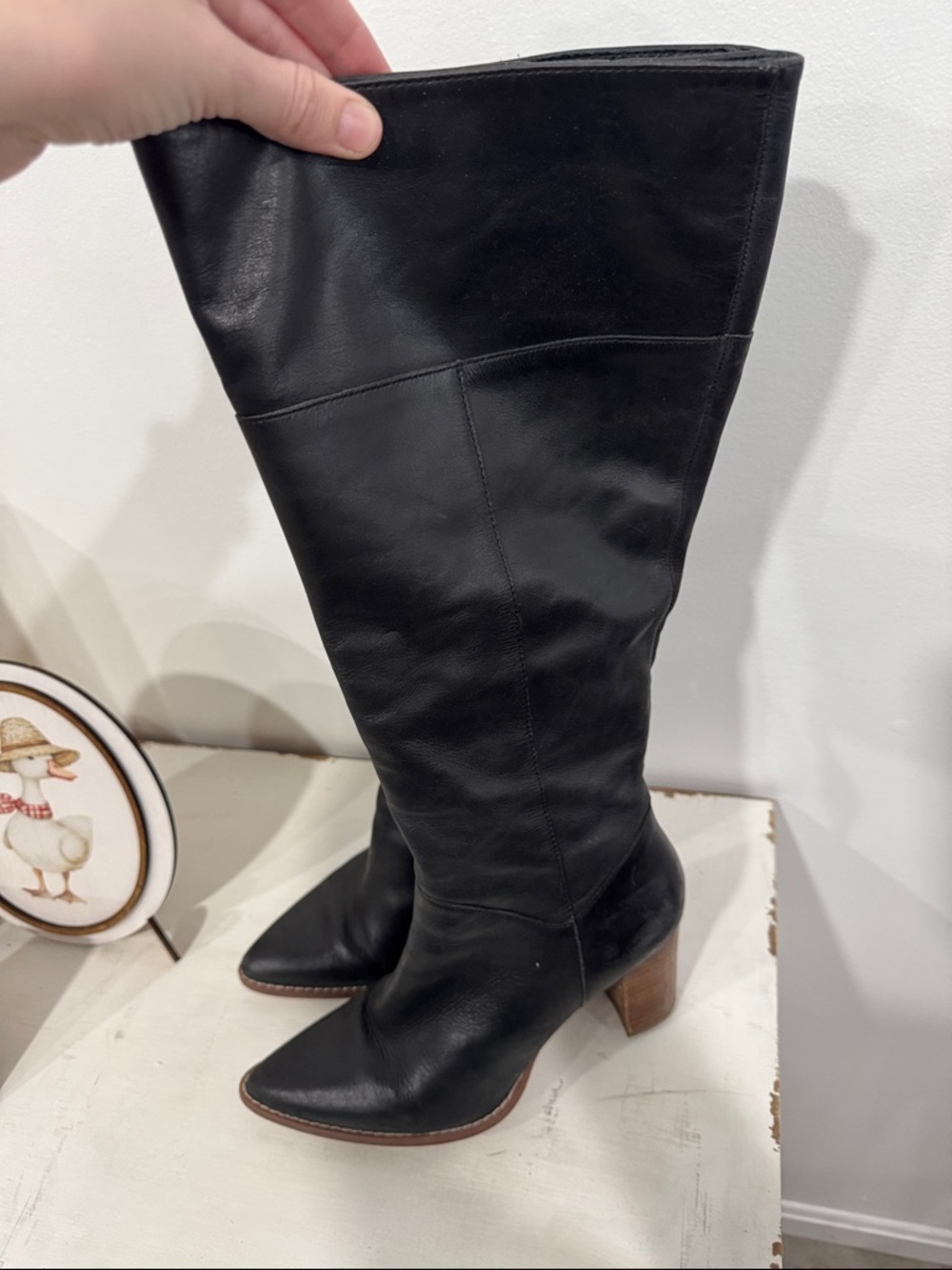 Crown Vintage Black Over-the-Knee Leather Boots